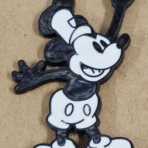 Mickey Mouse Enamel Pin, Retro, Black White Vintage, Bold Pose, Collectibles